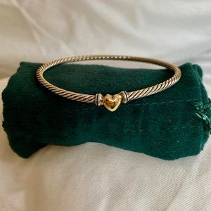 David Yurman 3MM Cable Gold Heart Bracelet